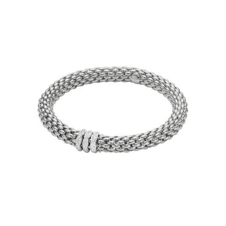 Bracciale Fope Love Nest oro bianco con rondelle diamanti - Gioielleria Casavola di Noci - idee regalo compleanno 50 anni moglie
