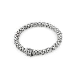 Bracciale Fope Niue in oro bianco con rondelle in diamanti - Gioielleria Casavola di Noci - idee regalo compleanno mamma 50 anni