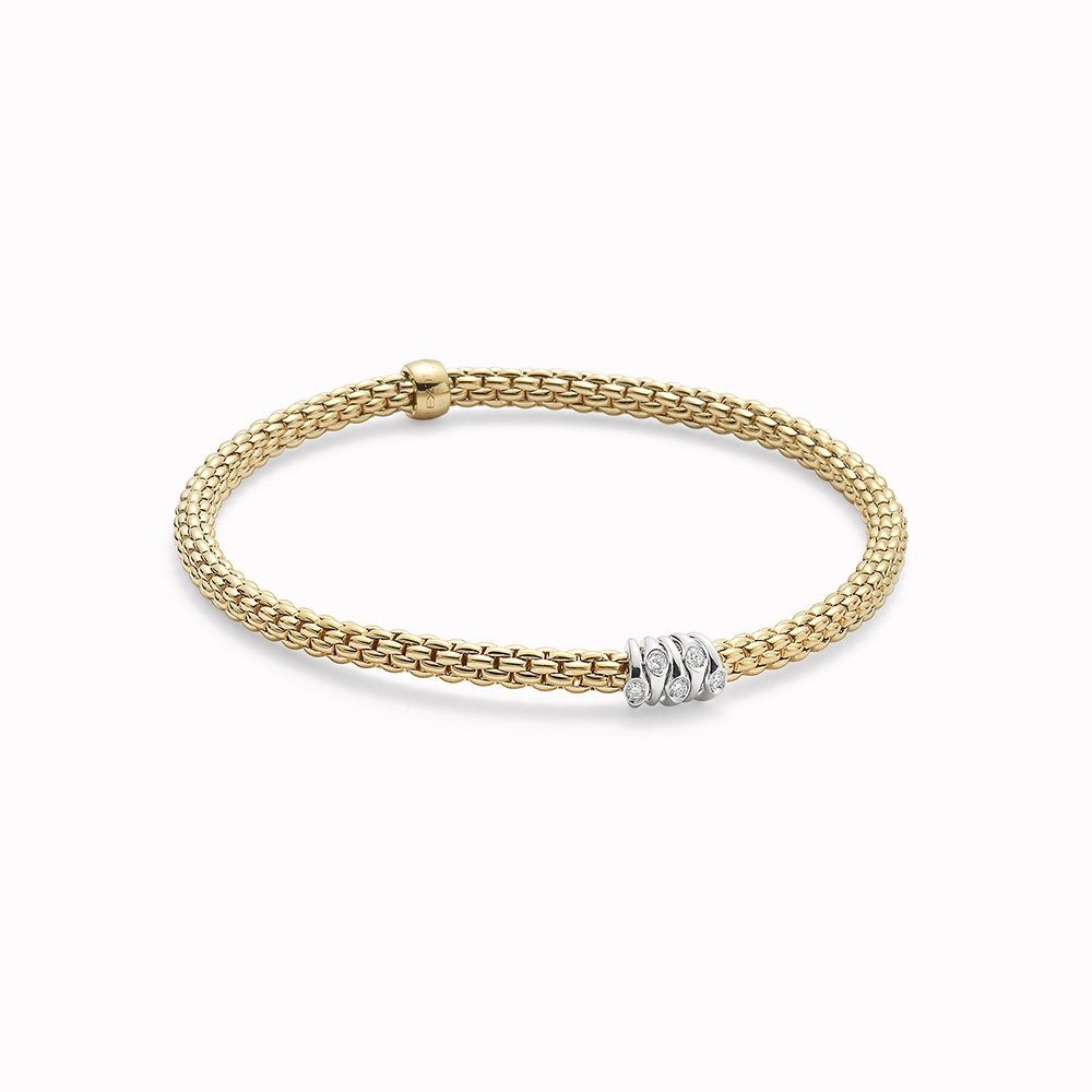 Bracciale Fope Prima oro giallo ed elementi con diamanti
