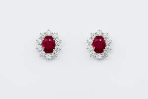 Crivelli orecchini rubini rosette oro bianco diamanti | Gioielleria Casavola Noci | 3 carati | Idea regalo donne