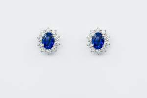 Crivelli orecchini zaffiri rosette con diamanti | Gioielleria Casavola Noci | Idea regalo donne
