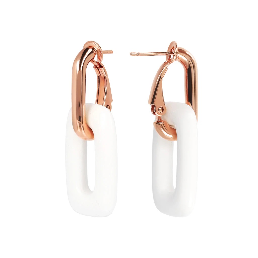 Bronzallure Orecchini Pendenti Donna Golden Rosé Con Zirconi Bianchi – Collezione Altissima, Made In Italy