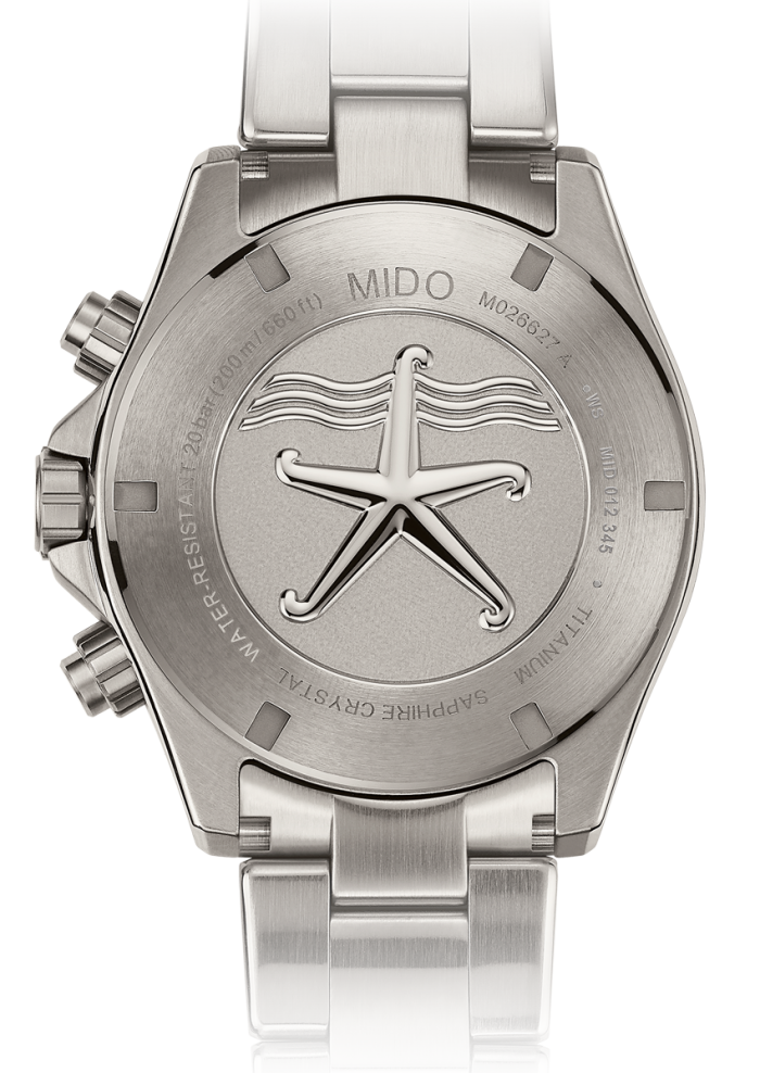 Mido Ocean Star Cronograph M026.627.44.041.00 - Gioielleria Casavola Noci - cronografo automatico subacqueo - fondello - idee regalo uomo