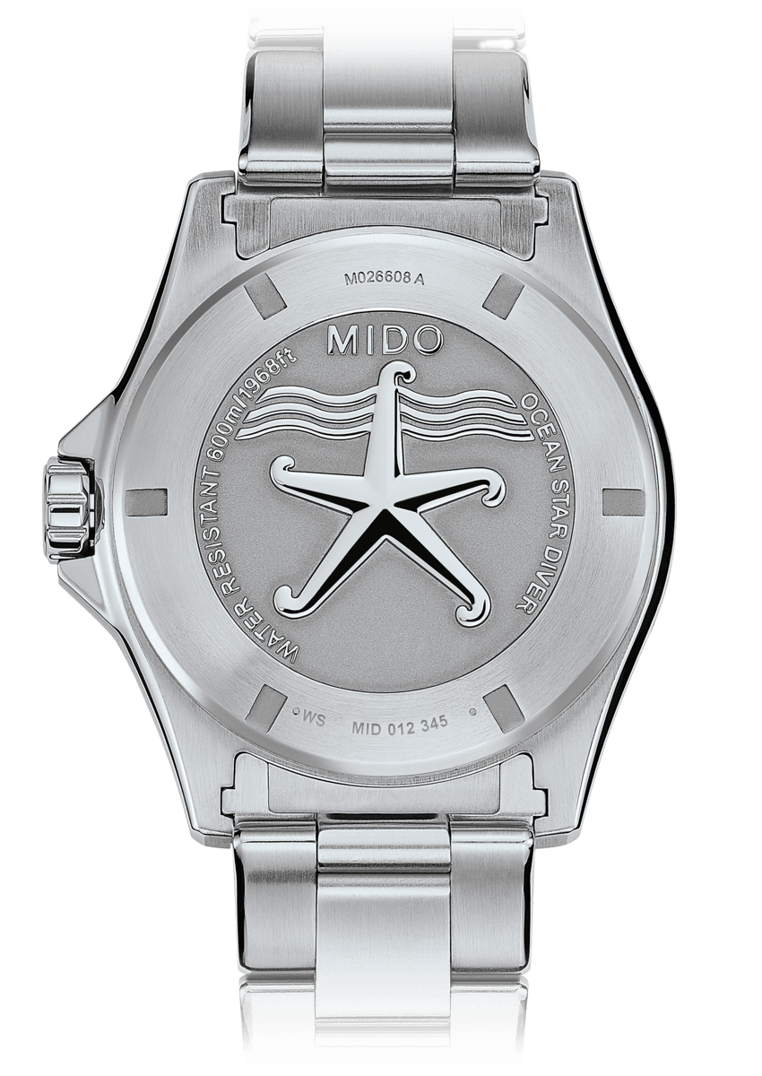 Mido Ocean Star Diver 600 M026.608.11.041.00 - Gioielleria Casavola Noci - orologio subacqueo 600 metri - fondello - idee regalo uomo