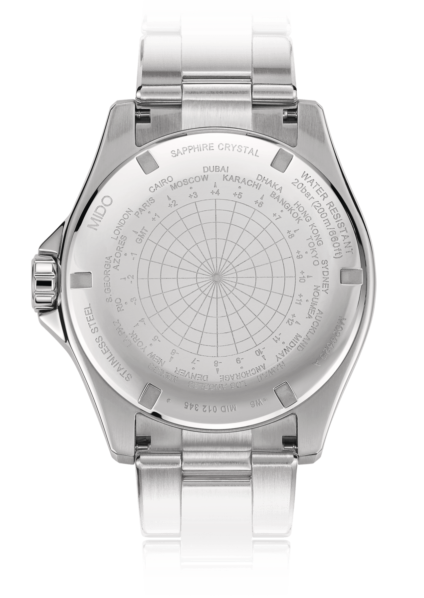 Mido Ocean Star GMT M026.629.11.051.01 - Gioielleria Casavola di Noci - fondello - orologio automatico uomo acciaio