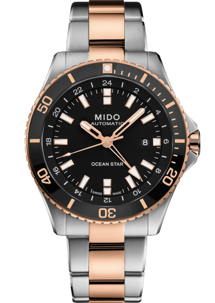 Mido Ocean Star GMT M026.629.22.051.00 - Gioielleria Casavola di Noci - main - orologio automatico uomo acciaio oro rosa