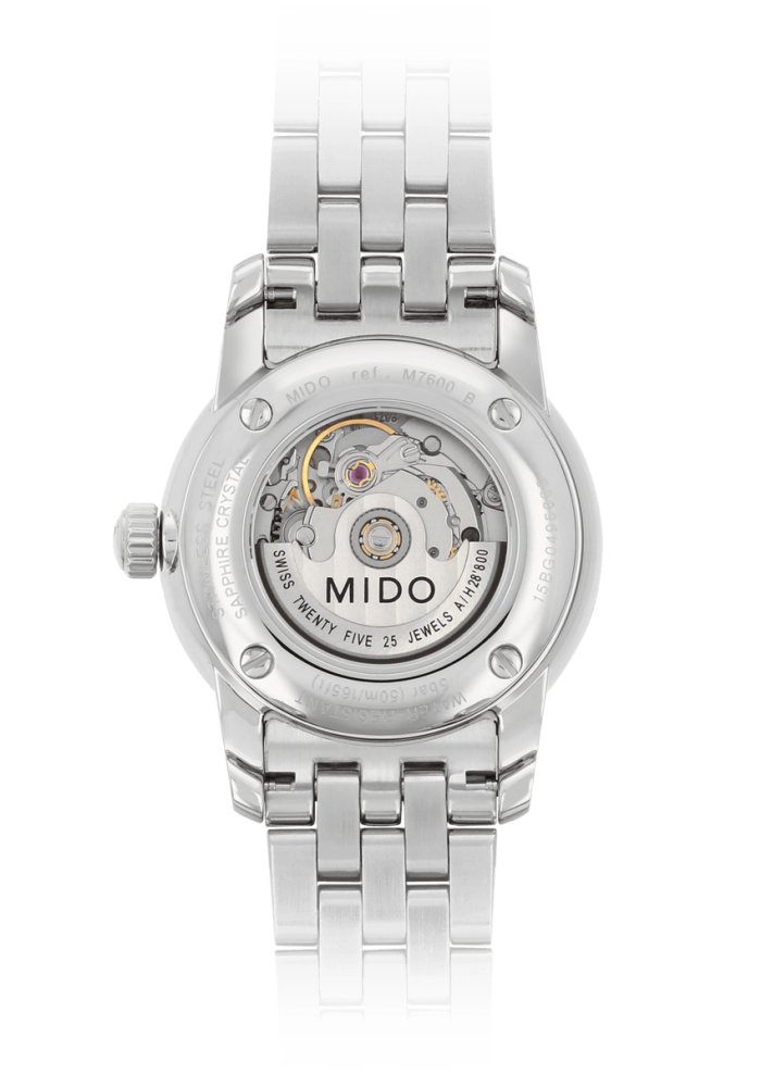 Mido Baroncelli M7600.4.18.1 - Gioielleria Casavola Noci - orologio automatico piccolo - back - idee regalo donne