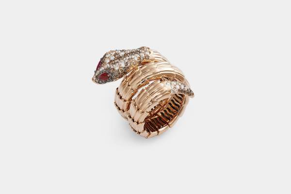 Crivelli anello serpente oro diamanti brown - Gioielleria Casavola Noci - main - idee regalo donne per occasioni molto importanti