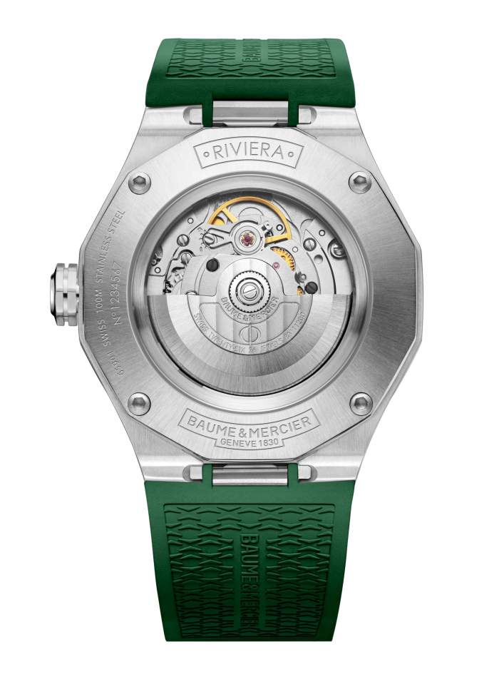 Baume et Mercier Riviera M0A10618 - Gioielleria Casavola Noci - orologio automatico uomo verde - fondello
