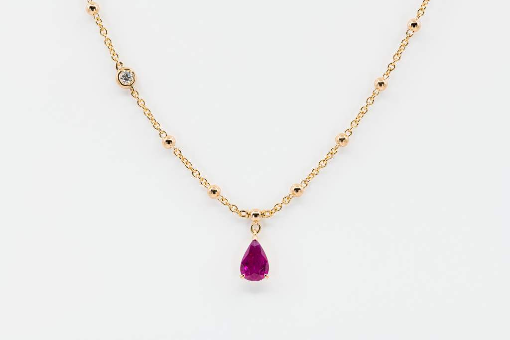 Crivelli pendente goccia rubino - Gioielleria Casavola Noci - idee regalo collana oro rosa