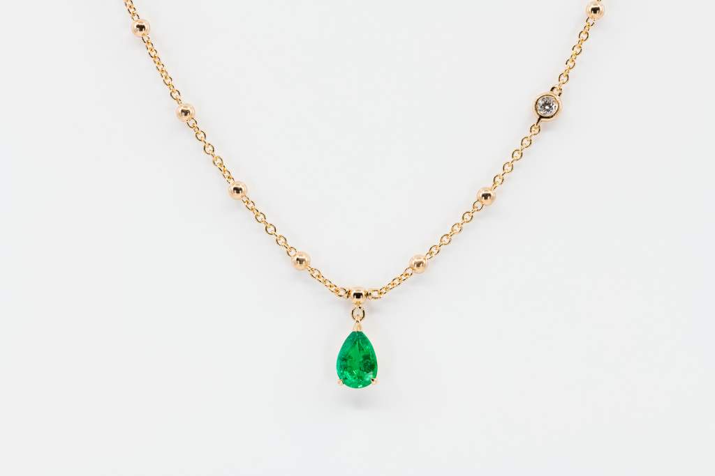 Crivelli pendente goccia smeraldo - Gioielleria Casavola Noci - collana oro rosa - idee regalo donne