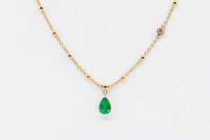 Crivelli pendente goccia smeraldo - Gioielleria Casavola Noci - collana oro rosa - idee regalo donne