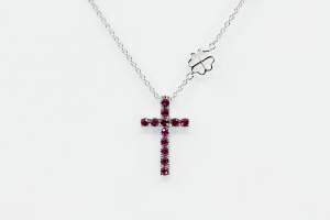 Collana croce rubini Angelus base white - Gioielleria Casavola Noci - idee regalo comunione