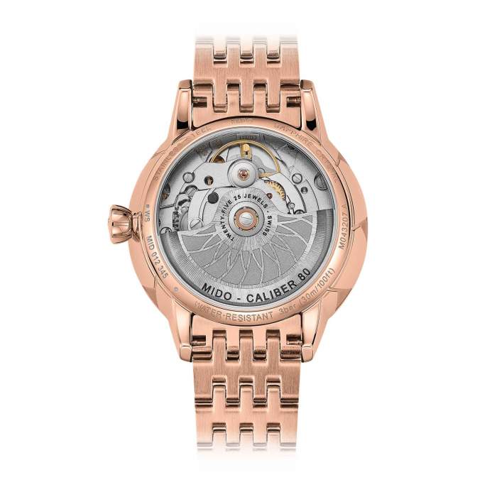 Mido Rainflower M043.207.33.106.00 - Gioielleria Casavola Noci - orologio automatico donne oro rosa - fondello