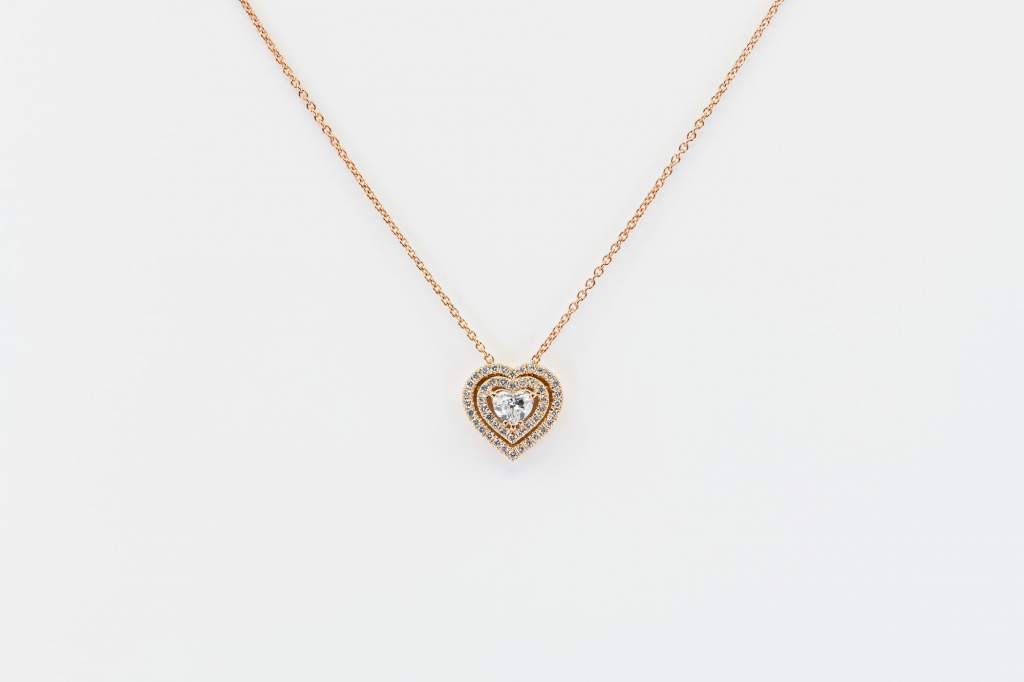 Collana cuore pavè diamanti rose Prestige - Gioielleria Casavola Noci - idee regalo donna - Made in Italy