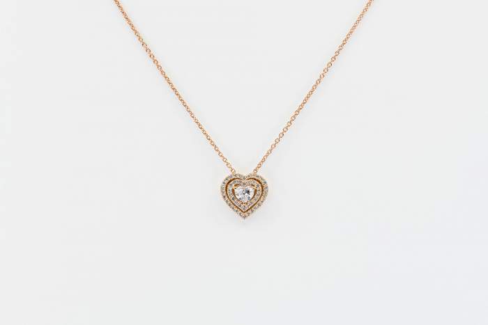 Collana cuore pavè diamanti rose Prestige - Gioielleria Casavola Noci - idee regalo donna - Made in Italy