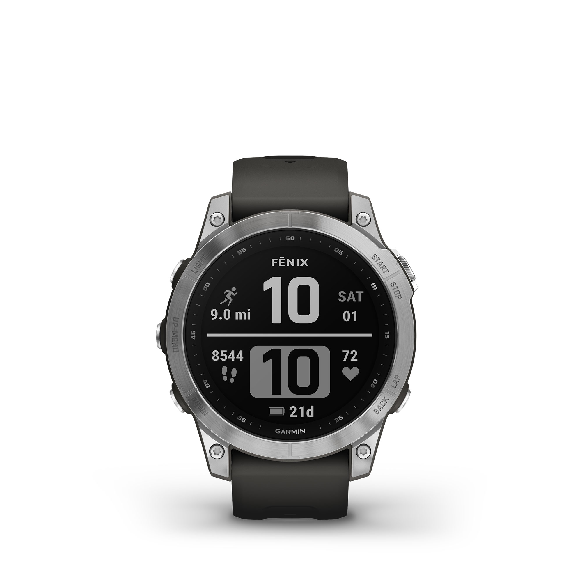 Garmin Fenix 7 Silver cinturino Graphite - Gioielleria Casavola Noci - sportwatch GPS - front