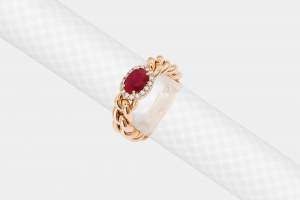 Crivelli anello groumette rubino oro rosa - Gioielleria Casavola Noci - idea regalo donne - main