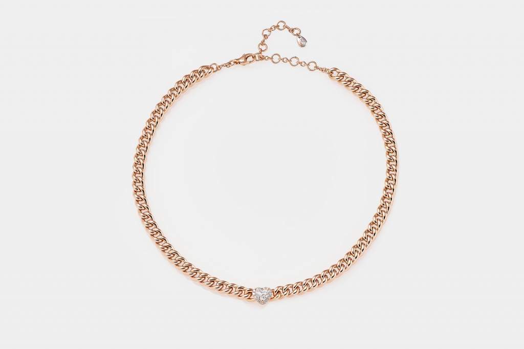 Crivelli girocollo groumette diamante cuore rosé - Gioielleria Casavola Noci - idea regalo donne - main