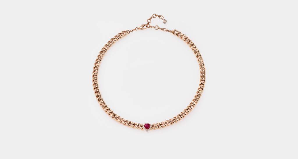 Crivelli girocollo groumette rubino cuore rosé - Gioielleria Casavola Noci - idea regalo donne - main