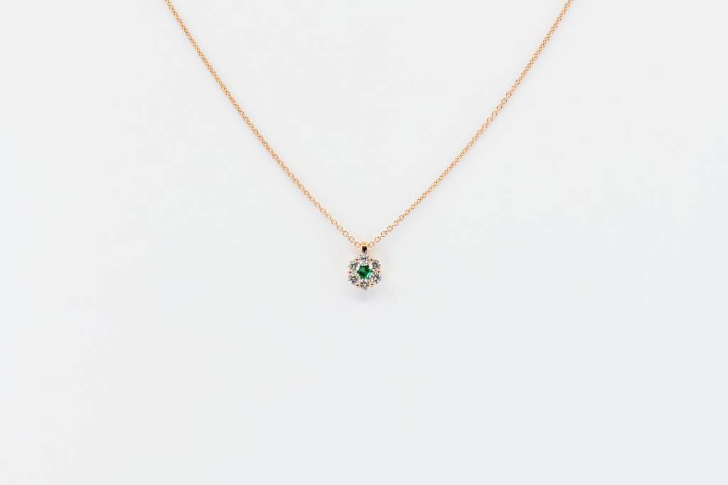 Collana Invisible Fleur Émeraude Rose - Gioielleria Casavola Noci - idee regalo fidanzata - gioiello oro rosa