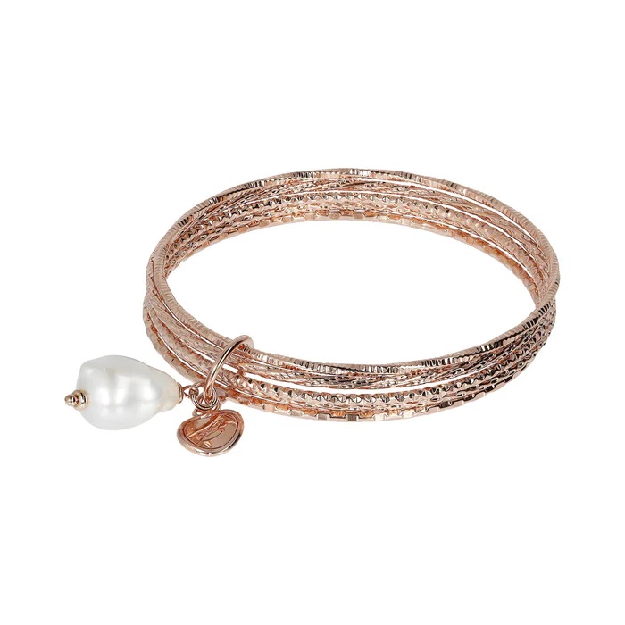 Bracciale rigido con perla Bronzallure WSBZ01386WPRL - Gioielleria Casavola di Noci - idee regalo compleanno mamma - steso