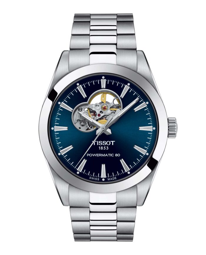 Tissot Gentleman Powermatic 80 T127.407.11.041.01 - Gioielleria Casavola di Noci - orologio automatico svizzero open heart - quadrante blu