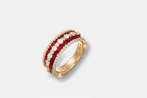 Crivelli fascione rubini e diamanti rosé - Gioielleria Casavola di Noci - idee regalo compleanno mamma 50 anni - anello a fascia