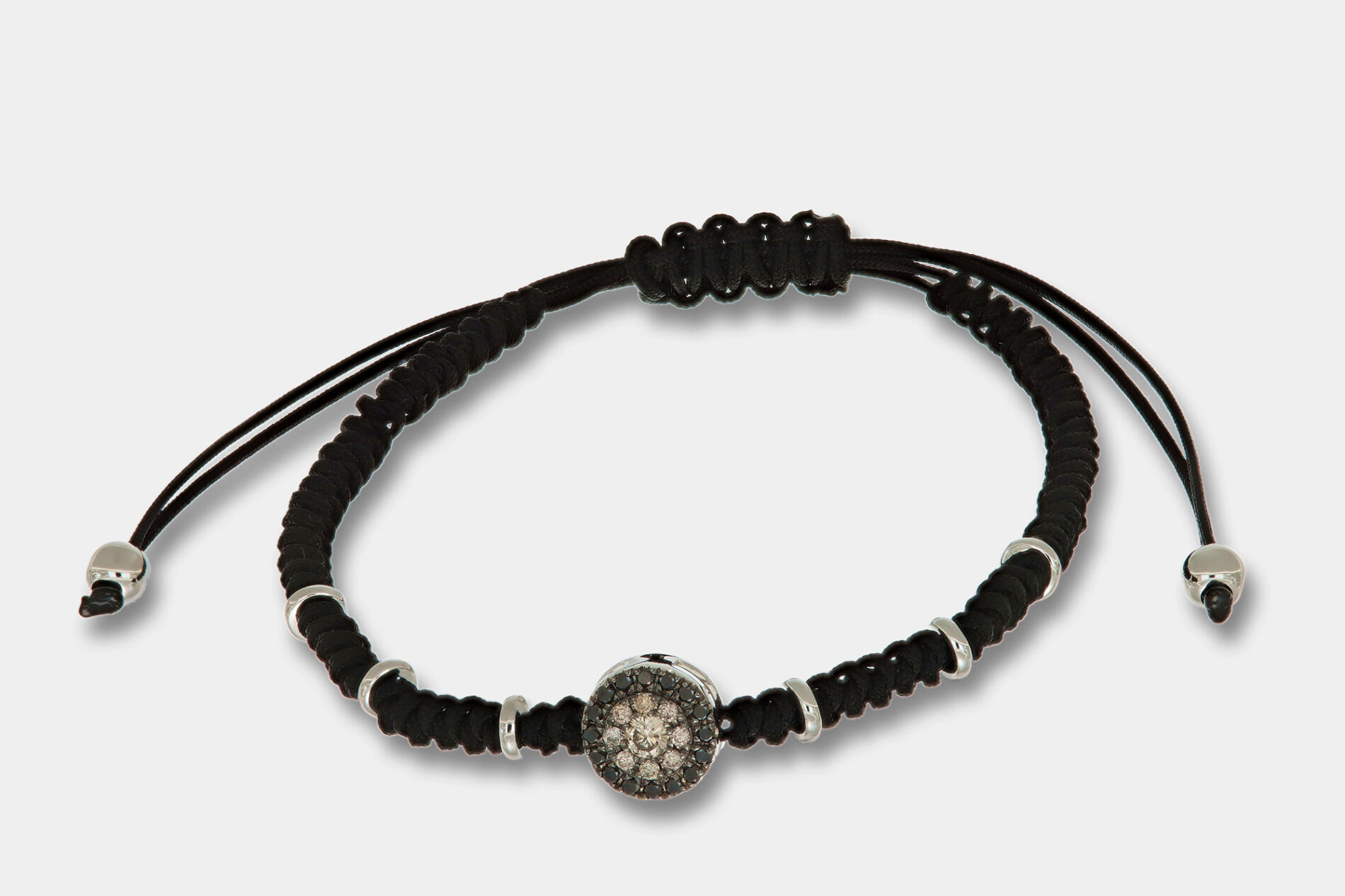 Bracciale tessuto oro bianco diamanti brown e neri Invisible - Gioielleria Casavola di Noci - idee regalo compleanno ragazzo 25 anni
