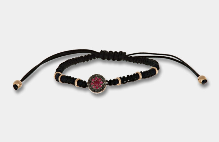 Bracciale tessuto oro rosa diamanti neri rubini Invisible - Gioielleria Casavola di Noci - idee regalo compleanno 18 anni unisex