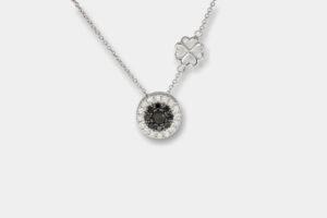 Collana Invisible tonda diamanti neri White - Gioielleria Casavola di Noci - idee regalo originali unisex - per lui e per lei - oro bianco