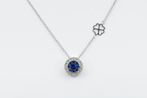 Collana Invisible tonda diamanti zaffiri White - Gioielleria Casavola di Noci - Idee regalo compleanno donna 30 anni