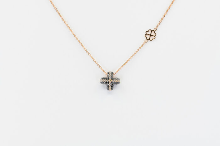 Collana croce diamanti Angelus Soft Small Rosé - Gioielleria Casavola di Noci - idee regalo uomo religioso - oro rosa