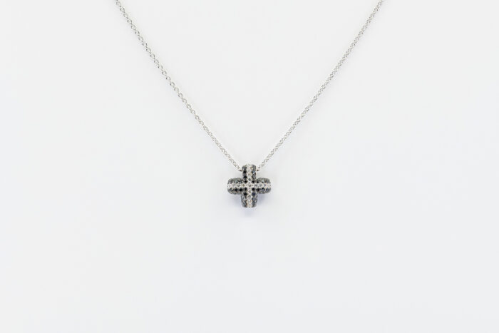 Collana croce diamanti Angelus Soft Small White - Gioielleria Casavola di Noci - idee regalo uomo religioso - oro bianco