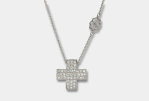 Collana croce diamanti Angelus White Lite - Gioielleria Casavola di Noci - idee regalo battesimo importante - oro bianco - misura grande