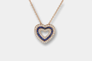 Collana cuore zaffiri diamanti pavé Rosé Prestige - Gioielleria Casavola di Noci - idee regalo compleanno mamma 60 anni