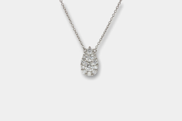 Collana goccia invisible Plain diamanti White - Gioielleria Casavola di Noci - idee regalo anniversario matrimonio - per lei - oro bianco
