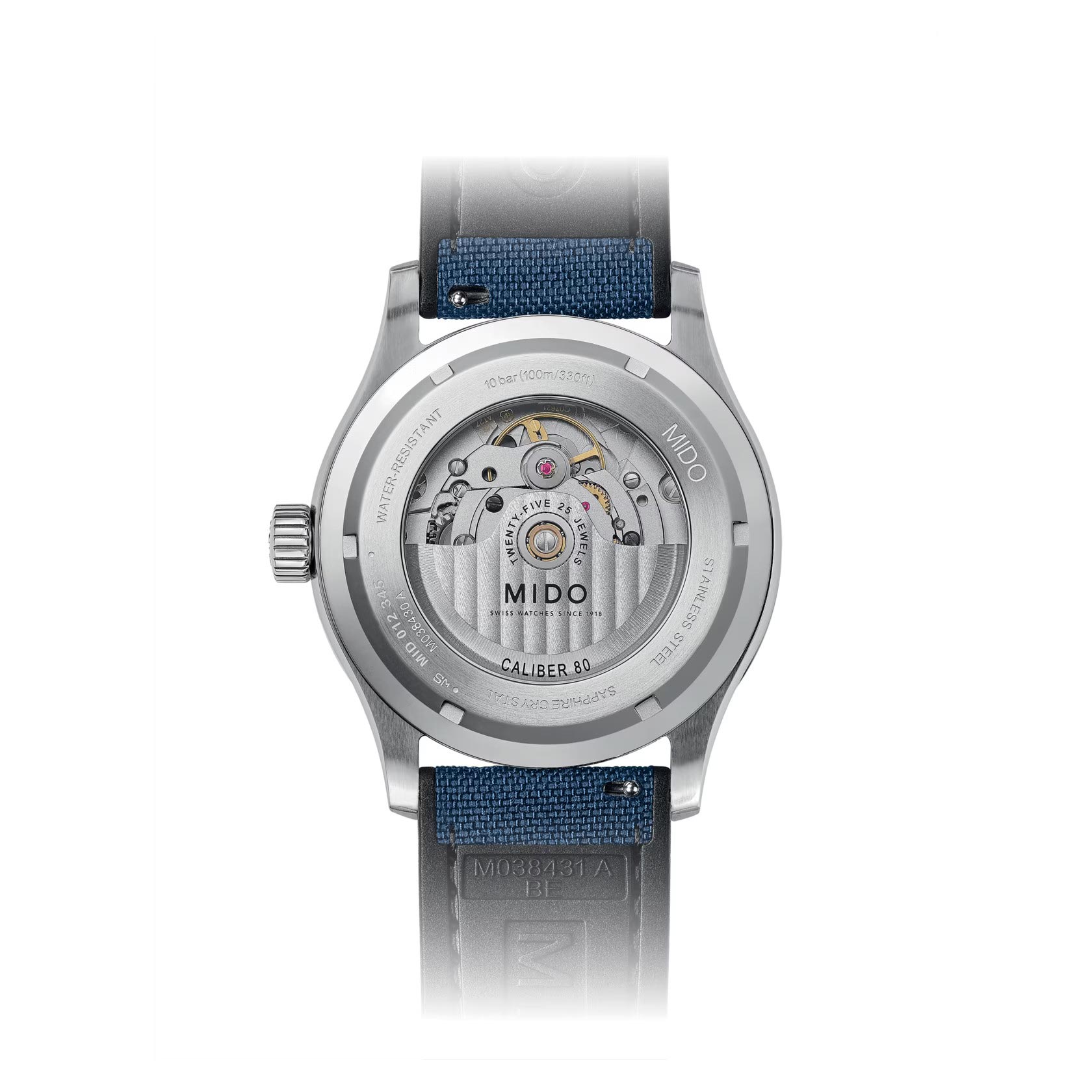 Mido Multifort M M038.430.17.041.00 - Gioielleria Casavola di Noci - orologio automatico svizzero da uomo con spirale nivachron - fondello trasparente e cinturino tessuto