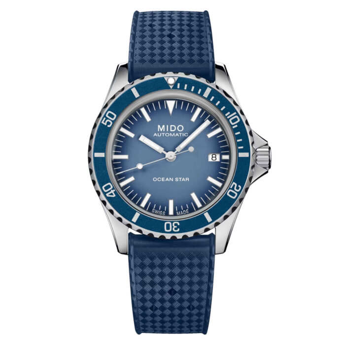Mido Ocean Star Tribute M026.807.11.041.01 - Gioielleria Casavola di Noci - orologio automatico svizzero edizione speciale - cinturino caucciù tropical style blu