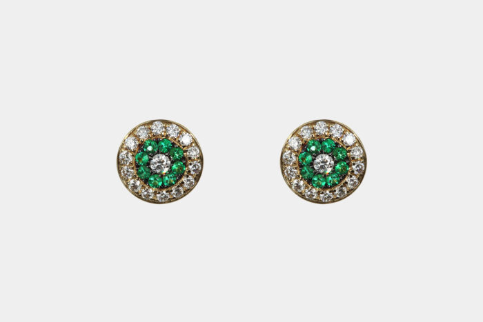 Orecchini pavé smeraldi e diamanti Yellow Prestige - Gioielleria Casavola di Noci - idee regalo compleanno 50 anni donna