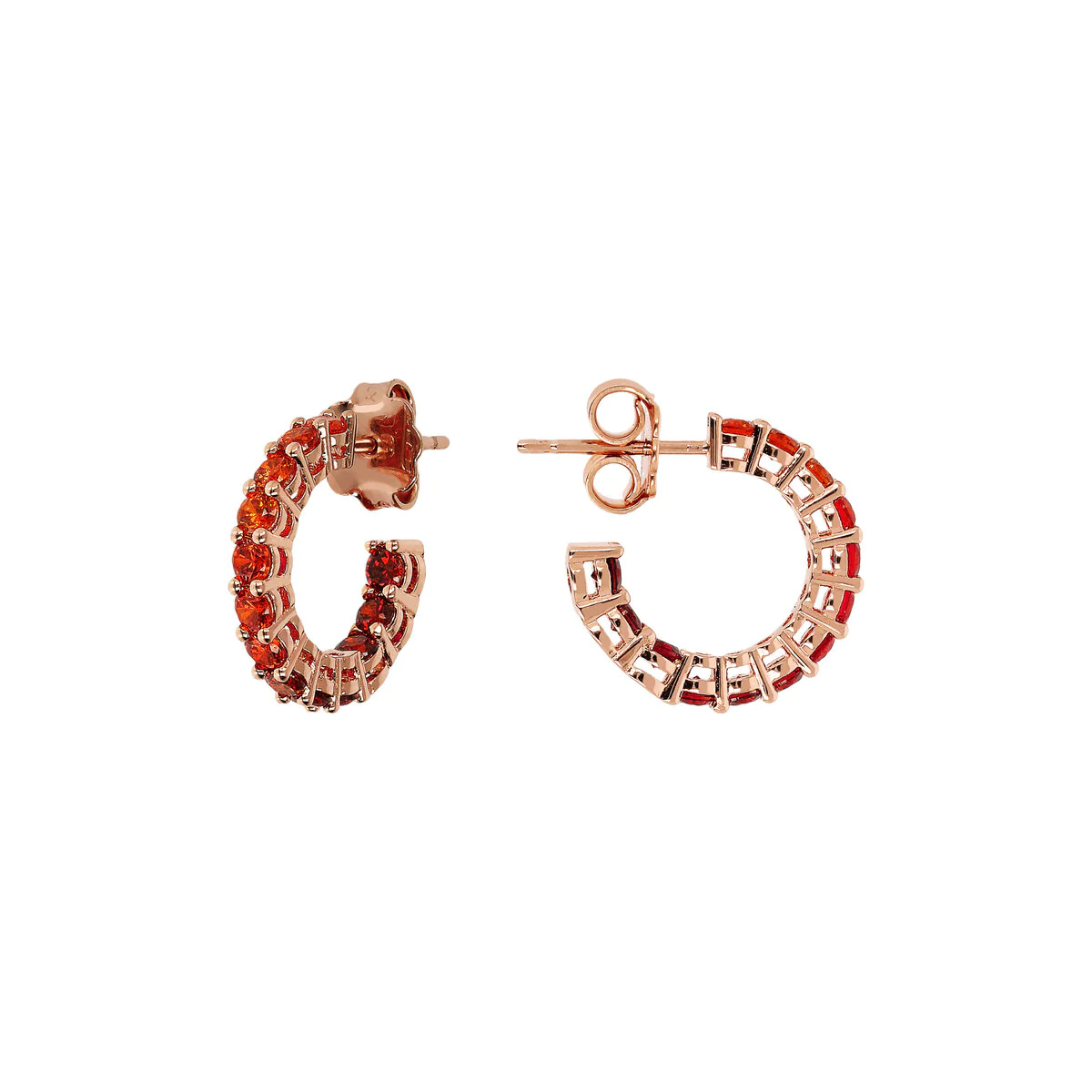 Orecchini cerchio piccoli Bronzallure WSBZ02118ORANGE - Gioielleria Casavola di Noci - color oro rosa con zirconi arancioni di varie tonalità