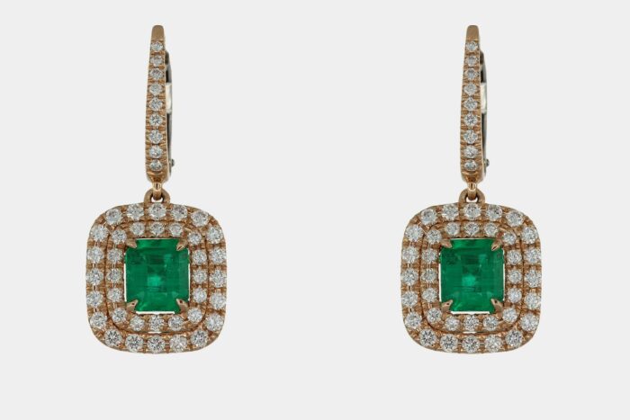 Orecchini pendenti quadrato smeraldo Prestige Rose - Gioielleria Casavola di Noci - idee regalo per compleanno donna importante