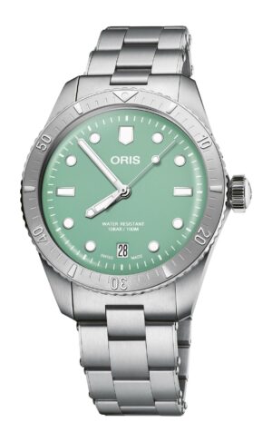Oris Divers Sixty-Five 01 733 7771 4057-07 8 19 18 - Gioielleria Casavola di Noci - orologio automatico svizzero con quadrante verde acquamarina