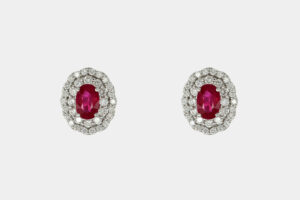 Crivelli orecchini rubino halo diamanti - Gioielleria Casavola di Noci - idee regalo compleanno moglie 50 anni