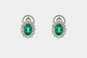 Crivelli orecchini smeraldo rosetta a clip - Gioielleria Casavola di Noci - idee regalo per compleanno moglie 50 anni