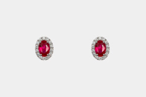 Orecchini rubino Red Eye Nature - Gioielleria Casavola di Noci - idee regalo donna incinta - in oro bianco con diamanti