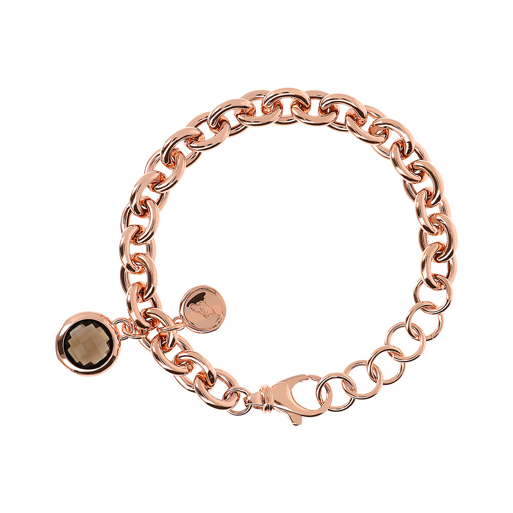 Bracciale con ciondolo Bronzallure WSBZ00027S - Gioielleria Casavola di Noci - idee regalo maestre nido - golden rosè con pietra tonda