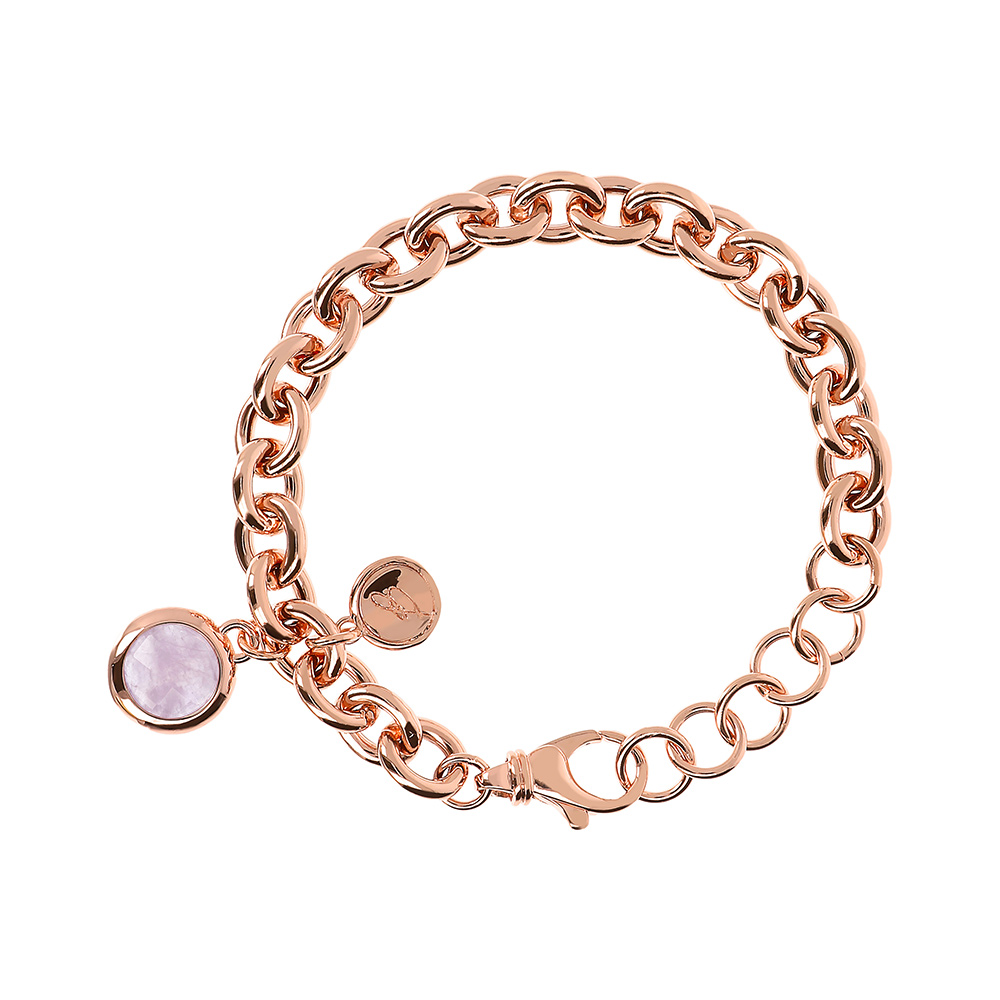 Bracciale con ciondolo Bronzallure WSBZ00027V - Gioielleria Casavola di Noci - idee regalo maestre asilo - golden rosè con pietra viola