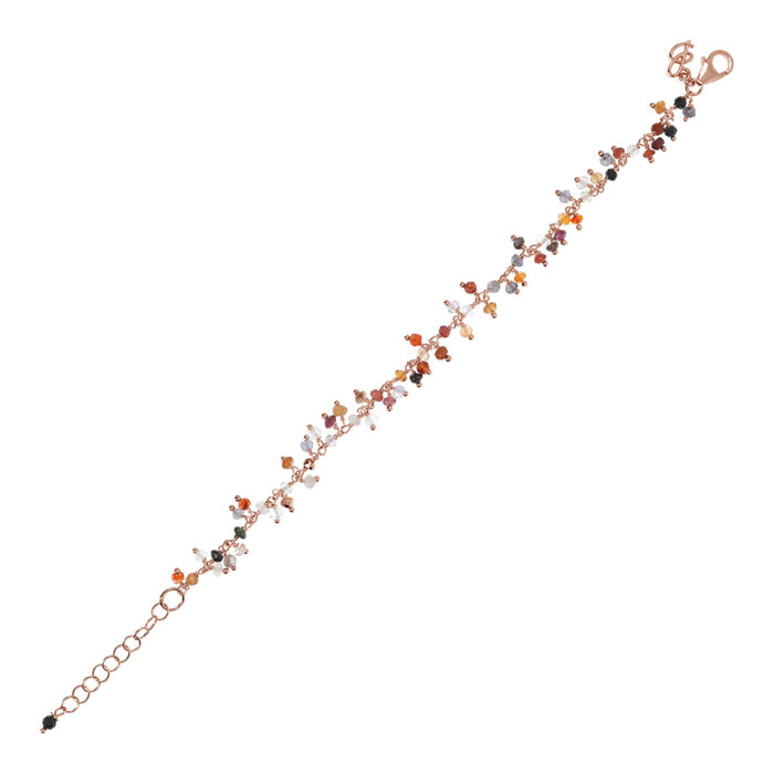 Bracciale con piccoli ciondoli Bronzallure WSBZ02026MULTIQ - Gioielleria Casavola di Noci - idee regalo compleanno ragazza 20 anni - color oro rosa con quarzo multicolore