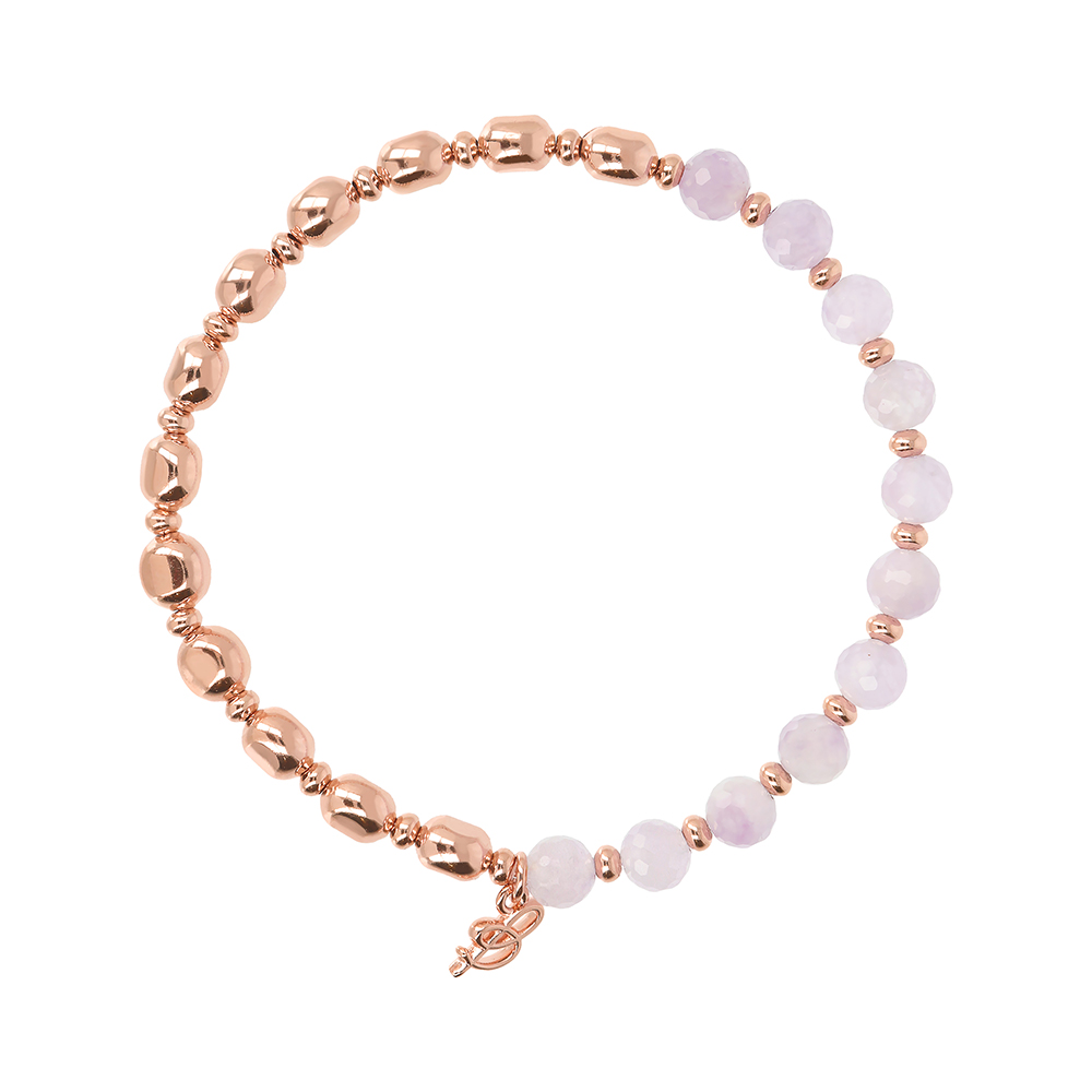 Bracciale elasticizzato Bronzallure WSBZ01431AML - Gioielleria Casavola di Noci - idee regalo compleanno donna 30 anni - golden rosè e pietra lavanda